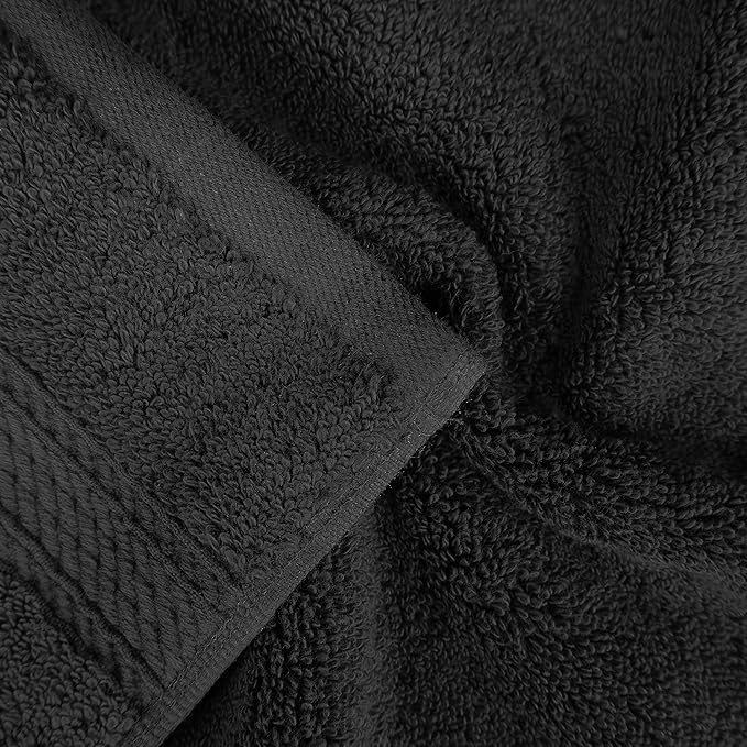 BNM Egyptian Cotton Heavyweight Towels, Ideal For Bathroom, Shower, Spa, Hotel, 800 GSM, Face/ Washcloths, Hand Towels, Bath Towels, Highly-Absorbent, Luxury Home Basics, 9 Piece Towel Set, Black