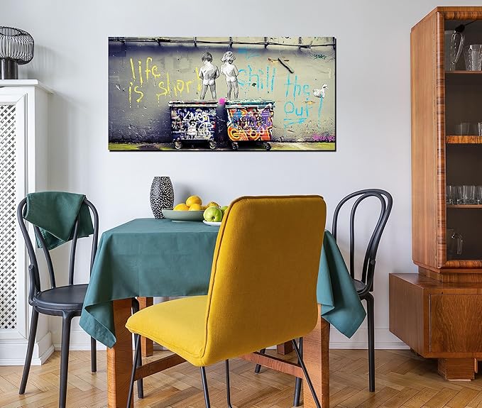 Graffiti Wall-Art - Large Abstract Art Wall Decor - Canvas Wall Art for Living Room Ready to Hang Size 59" x 29"