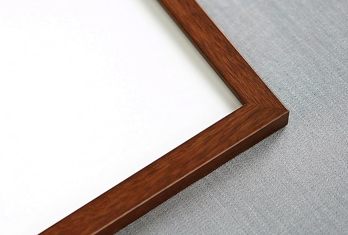 10x10 Frame with Mat - Brown 13x13 Frame Wood Made to Display Print or Poster Measuring 10 x 10 Inches with Black Photo Mat