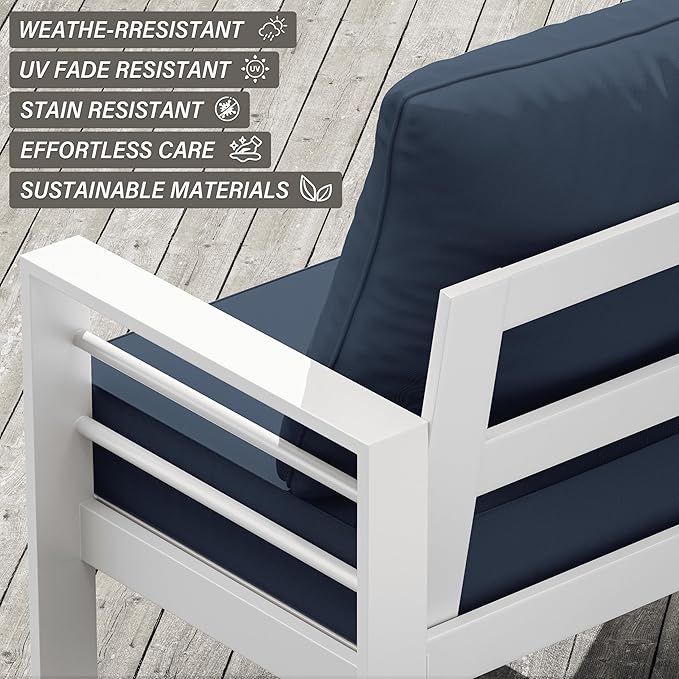 Outdoor Seat Cushion Set 24 x 24 x6.5 Inch Splash-Proof & Fade Resistant Patio Furniture Cushions with Removable Cover Deep Seat & Back Cushion with Straps for Chair Sofa Couch
