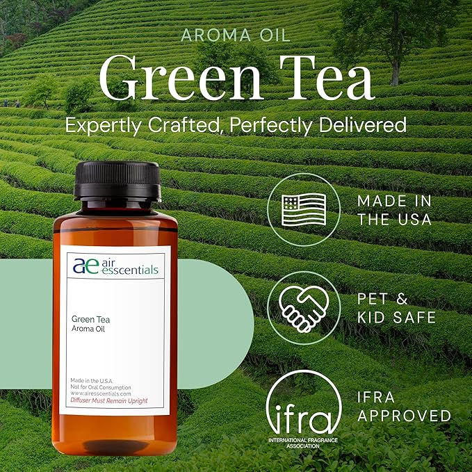 Green Tea Aroma Oil, Essential Oils Blend for Diffusers & Scent Machines, Citrus, Delicate Florals, Warm Tea, Aromatherapy, Cold Air Diffuser Compatible, 300 mL