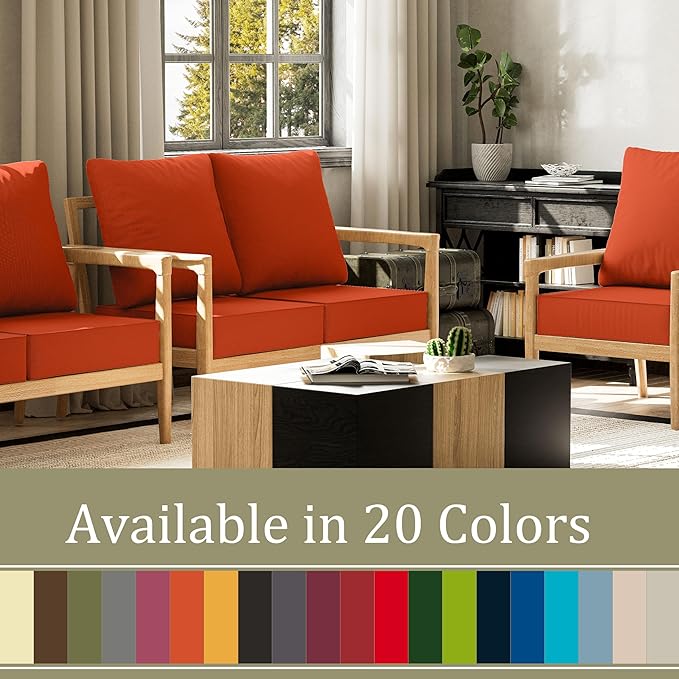 Outdoor Seat Cushion Set 24 x 24 x6.5 Inch Splash-Proof & Fade Resistant Patio Furniture Cushions with Removable Cover Deep Seat & Back Cushion with Straps for Chair Sofa Couch