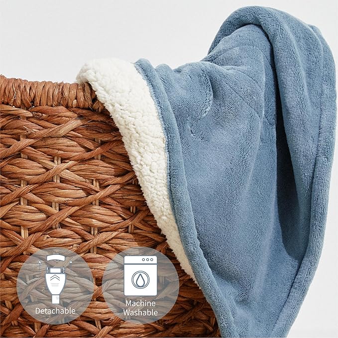 Heated Blanket 50''x60''-Soft and Comfortable Electric Throw,5 Heat Settings and 3H Auto Shut-Off Heating Blanket ETL&FCC Certification Machine Washable (Blue)