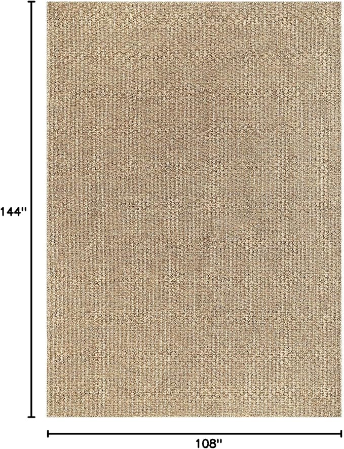 Easy Jute Rugs 9x12 Natural Color Living Room Indoor Outdoor Area Rug for Farmhouse Patio and Kitchen Rug High Traffic Washable Easy to Clean Solid Boho Woven Design Outside Carpet (9 x 12)