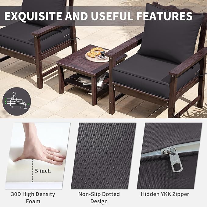 Premium Outdoor Seat Cushion Chair Cushions for Patio Furniture 24 L X 24 W X 5 H Waterproof & Fade Resistant Deep Seat and Backrest Cushion Set with Removable Covers for Chair, Sofa