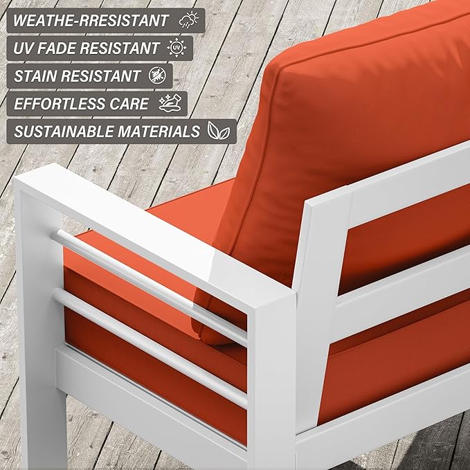 Outdoor Seat Cushion Set 24 x 24 x6.5 Inch Splash-Proof & Fade Resistant Patio Furniture Cushions with Removable Cover Deep Seat & Back Cushion with Straps for Chair Sofa Couch