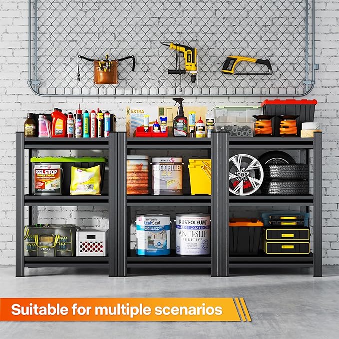 3 Tier Shelf Small Bookshelf 20 Inch Width Free Standing Shelf Adjustable Shelf Unit For Small Spaces Industrial Metal Book Shelves for Home, Office, Living Room,Kitchen,31.5''Hx20''Wx13.7''D,Black