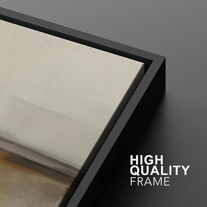 MUDECOR Framed Canvas Print Wall Art Set Abstract Beige and Brown Gradient Neutral Minimalist Landscape Illustrations Modern Art Decorative Calm for Living Room, Bedroom, Office - 16"x24"x2 Black