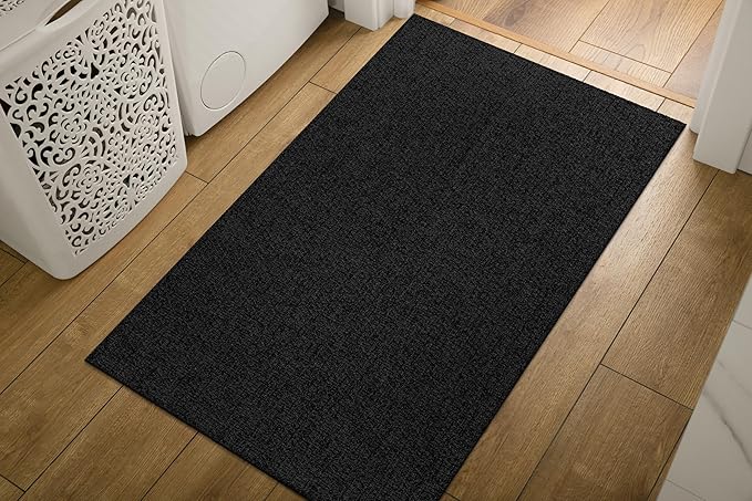Easy Jute Rugs 2x3 Dark Gray Color Living Room Indoor Outdoor Door Mat for Farmhouse Patio and Kitchen Rug High Traffic Washable Easy to Clean Solid Boho Woven Design Outside Carpet (2 x 3)
