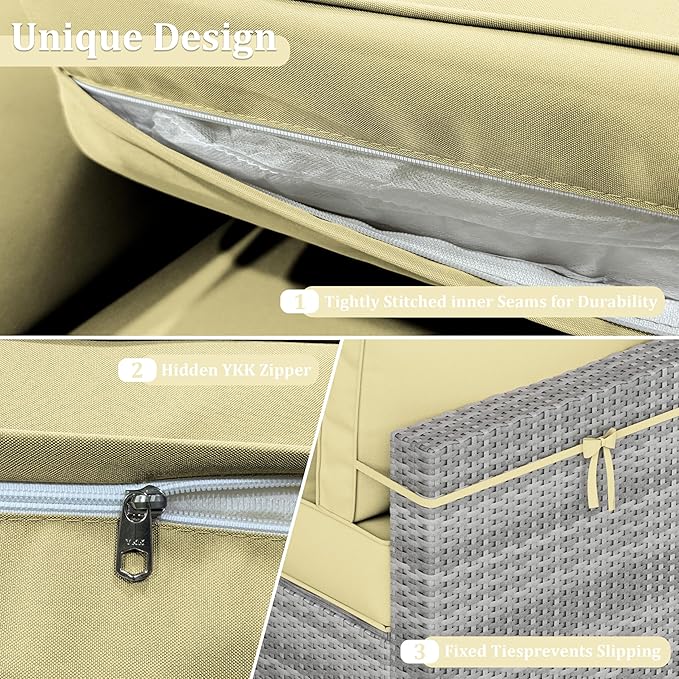 14 Pcs Outdoor Cushion Covers Patio Cushion Slipcovers Replacement Splash Proof with Zipper for Outdoor Furniture, Patio Sofa Couch 3 Sizes, Covers Only