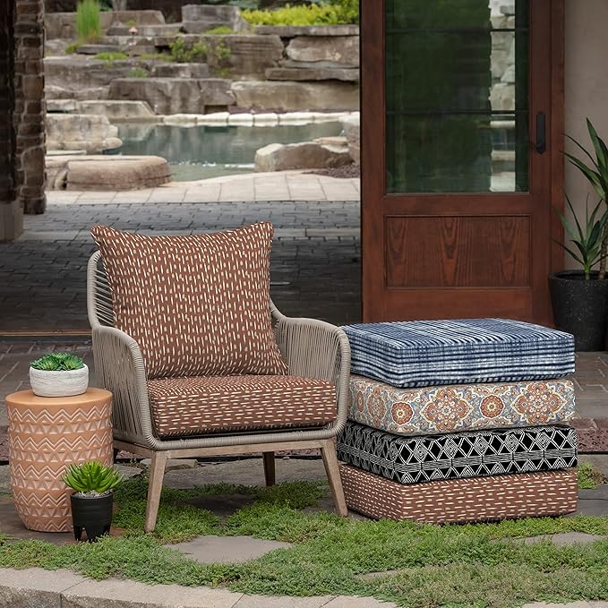Arden Outdoor Deep Seat Cushion Set, 24 in x 24 in, Weather-Proof, Rain-Proof, Fade Resistant Patio Cushion for Chair, Sofa, and Couch Rust Red Brushed Texture