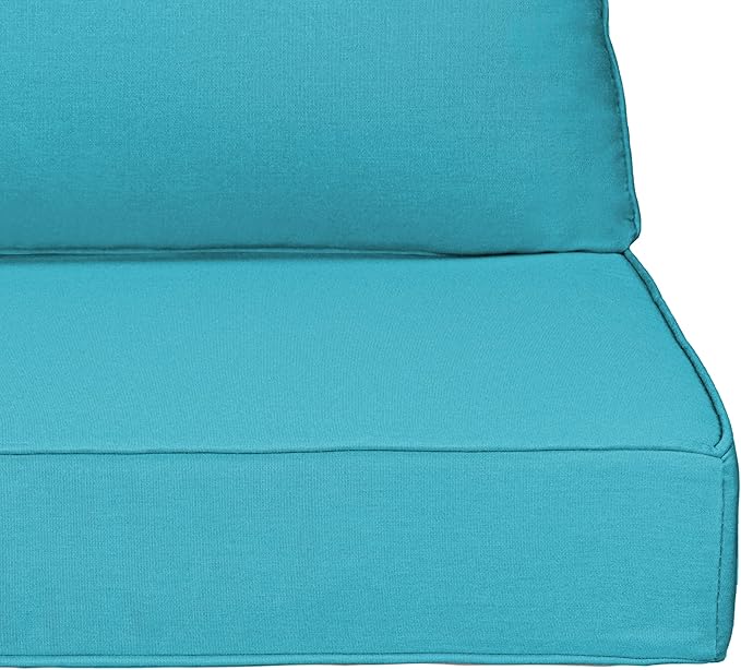 UIXE Outdoor Deep Seat Cushion Set with Slipcovers, Patio Furniture Cushions & Back Pillow, Water-Resistant Outdoor Cushion Slipcovers Backyard Sectional Sofa Cushions for Bistro Chair - Teal Blue