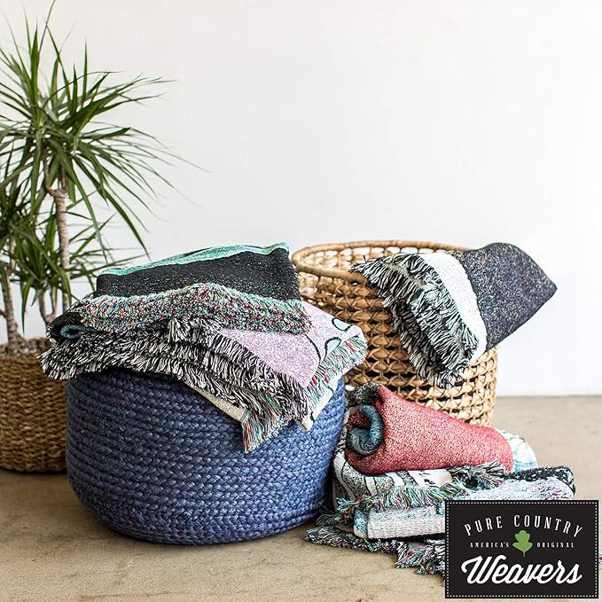 Pure Country Weavers Leap Frog XL Blanket by Elena Vladykina - Garden Floral Gift Tapestry Throw Woven from Cotton - Made in The USA (82x62)