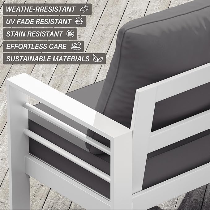 Outdoor Seat Cushion Set 24 x 24 x6.5 Inch Splash-Proof & Fade Resistant Patio Furniture Cushions with Removable Cover Deep Seat & Back Cushion with Straps for Chair Sofa Couch