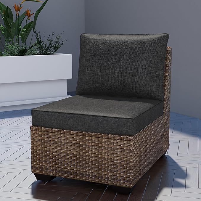 UIXE Outdoor Deep Seat Cushion Set with Slipcovers, Patio Furniture Cushions & Back Pillow, Water-Resistant Outdoor Cushion Slipcovers Backyard Sectional Sofa Cushions for Bistro Chair - Charcoal Gray