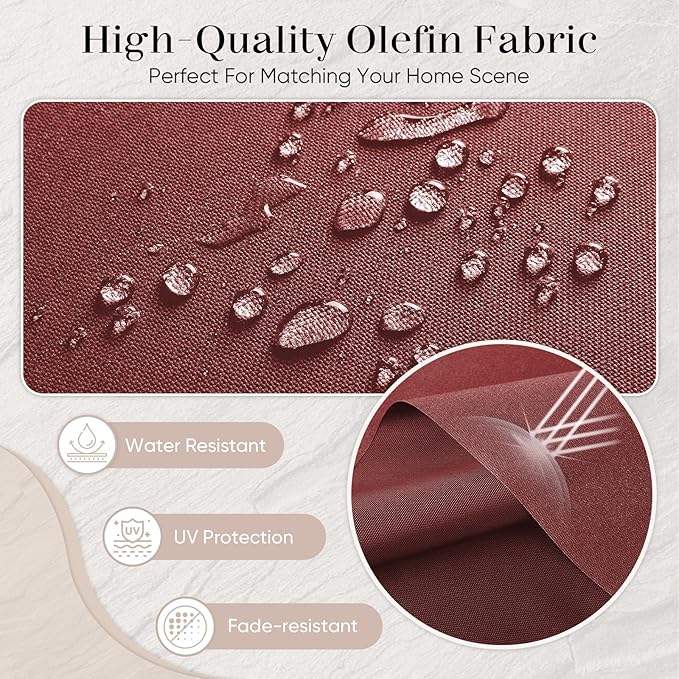 Outdoor Seat Cushion Set-24 x 24 x 6 Inch Outdoor Chair Cushions Set of 2 with Water Resistant & Removable Cover Outdoor Cushions for Patio Furniture Chair Sofa Couch-Red