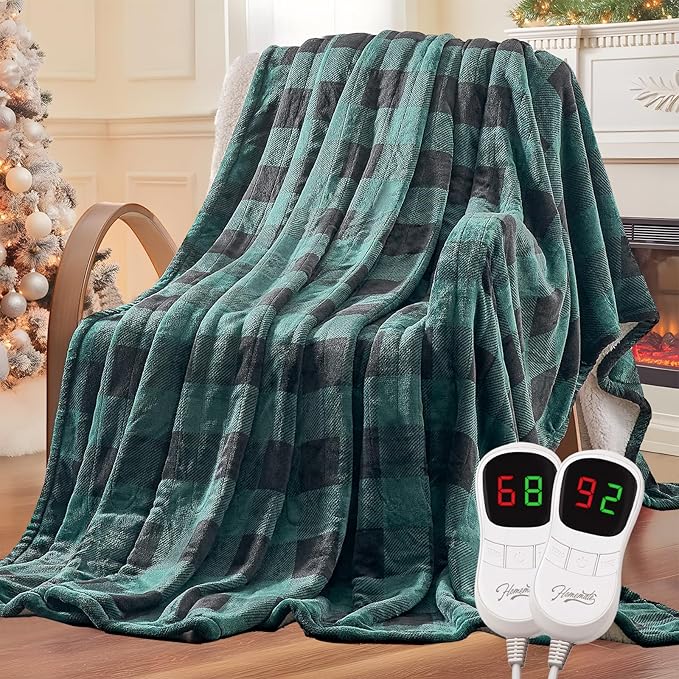 Homemate Electric Blanket Heated King Size - 100“x90“ Ultra Soft Cozy Flannel Heating Blanket with 10 Fast Heat Levels 8 Hours Auto Off Over-Heated Protection ETL Certification Keep Warm in Home