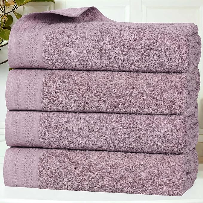 Superior Honeycomb Cotton Medium Weight Towels, for Guest Bath, Master Bathroom, Shower, Quick Dry, Adults, Home Essentials, Textured Waffle Border, Towel Set, Bath Towels, Set of 4, Sea Fog