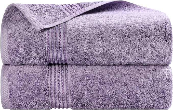 Superior Egyptian Cotton Bath Towel Set, Home Bathroom Towels, Master, Guest Bath, Decor Essentials, Quick Dry, Absorbent, Large Body Towels, Spa, Hotel, Resort, Adult, Kids, Set of 2, Royal Purple