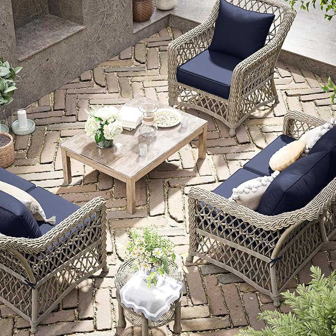 Premium Outdoor Seat Cushion Chair Cushions for Patio Furniture 24 L X 24 W X 5 H Waterproof & Fade Resistant Deep Seat and Backrest Cushion Set with Removable Covers for Chair, Sofa