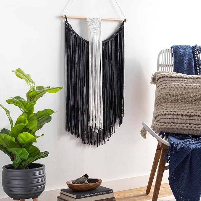 Mark&Day Wall Hanging, Mattsee Global Farmhouse Charcoal Tapestry Wall Hanging for Living Room, Bedroom, Office or Kitchen (31"H x 22"W)