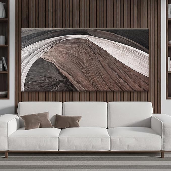 TAIJXAGSG Large Abstract Wall Art For Living Room Black And White Canvas Art Wall Decor Picture Painting Brown Maximalist Decor Artwork For Bedroom Dinning Room Modern Home Wall Decor 29x58 In