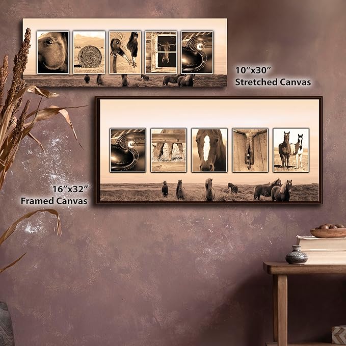 Personal-Prints HORSE or Equestrian Personalized Name Art Gift | Spell a Name with Customized Equine or Riding Photography (10"x30" Stretched Canvas)