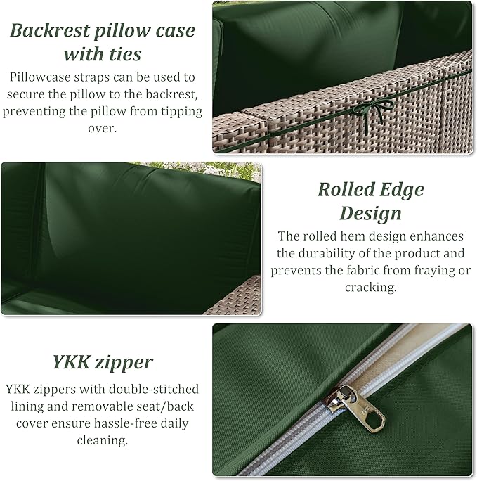 14 Pcs Outdoor Cushion Slipcovers Patio Cushion Covers Replacement Waterproof with Zipper for Outdoor Furniture, Patio Sofa Couch 3 Sizes, Covers Only