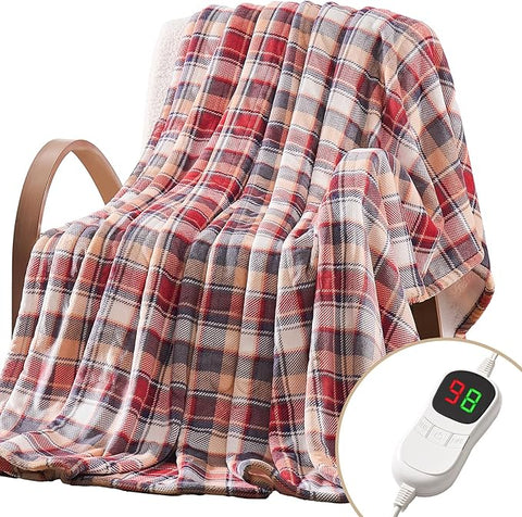 Homemate Electric Blanket Heated Throw - 50x60 Ultra Soft Cozy Flannel Heating Blanket with 10 Fast Heat Levels 8 Hours Auto Off Over-Heated Protection ETL Certification Keep Warm in Home Office