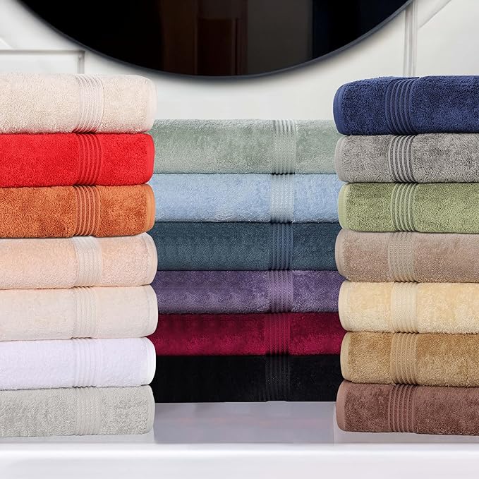 Superior Egyptian Cotton 3-Piece Towel Set, Basic Towels For Bathroom, Home Decor, Guest Bath, Shower, Apartment, Included 1 Face, 1 Hand, 1 Bath Towel, Washcloth, Quick Dry, Toast