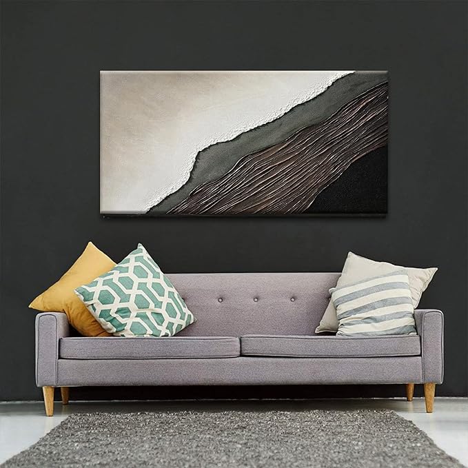 Tsomzxng Abstract Wall Art Brown Black Wall Art Painting Canvas Art Wall Decor Prints Minimalist Abstract Wall Decor For Living Room Bedroom Kitchen Office Artwork Ready To Hang 24"×48"