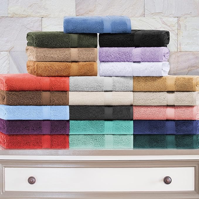 BLUENILEMILLS BNM Egyptian Cotton 4-Piece Towel Set, Includes 4 Hand Towels, Attached Loop for Easy Hanging and Storage, Hotel Quality, Perfect for Bathroom, Gym, Shower Space, or Spa, Navy Blue