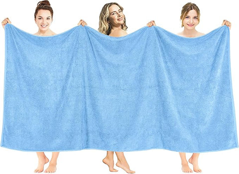 American Soft Linen Oversized Bath Sheet 40x80 Extra Large for Bathroom, 600 GSM 100% Cotton Turkish Jumbo Bathsheet Towels for Adults, Sky Blue Bath Sheet