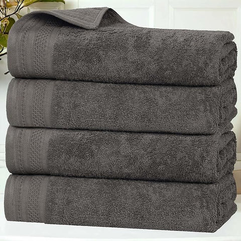 Superior Honeycomb Cotton Medium Weight Towels, for Guest Bath, Master Bathroom, Shower, Quick Dry, Adults, Home Essentials, Textured Waffle Border, Towel Set, Bath Towels, Set of 4, Gunmetal