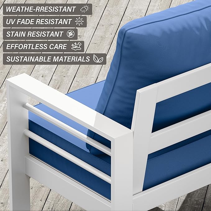 Outdoor Seat Cushion Set 24 x 24 x6.5 Inch Splash-Proof & Fade Resistant Patio Furniture Cushions with Removable Cover Deep Seat & Back Cushion with Straps for Chair Sofa Couch