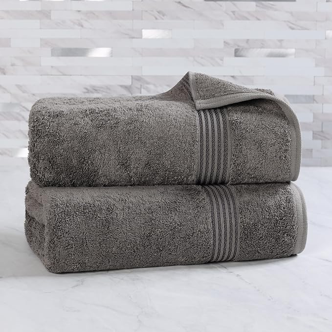 Superior Egyptian Cotton Bath Sheet Set, Oversized Towels for Home Bathroom, Master, Guest Bath, Decor Essentials, Quick Dry, Absorbent, Large Body Towel, Spa, Hotel, Resort, Set of 2, Charcoal