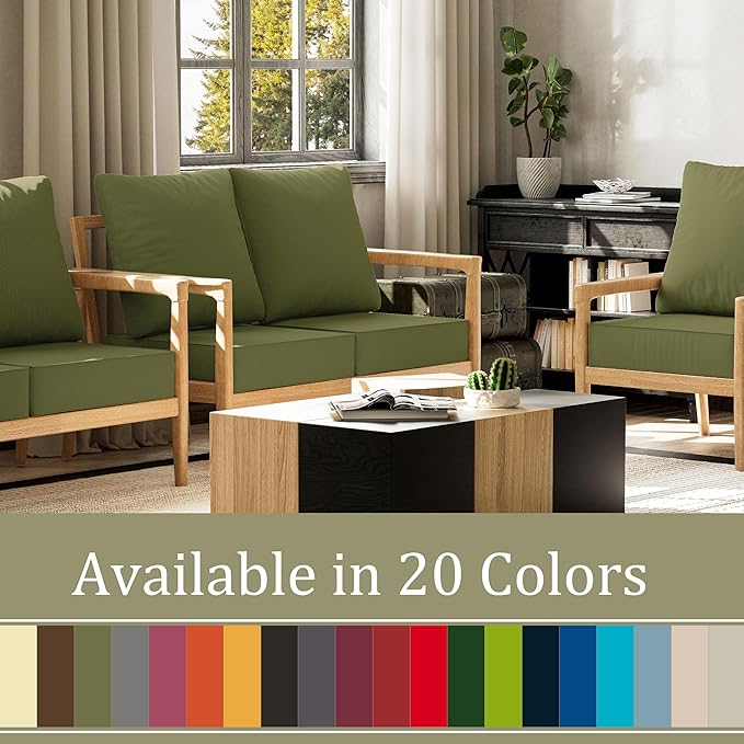 Outdoor Seat Cushion Set 24 x 24 x6.5 Inch Splash-Proof & Fade Resistant Patio Furniture Cushions with Removable Cover Deep Seat & Back Cushion with Straps for Chair Sofa Couch