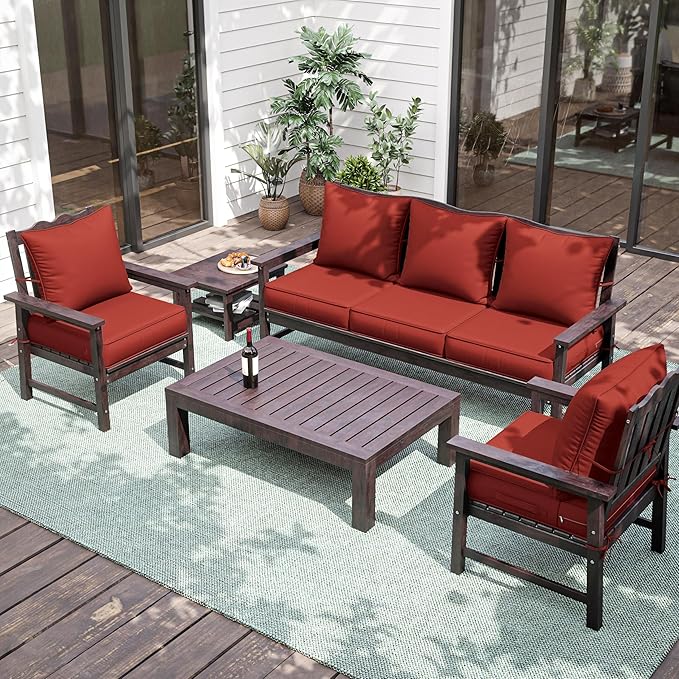 Premium Outdoor Seat Cushion Chair Cushions for Patio Furniture 22 L X 22 W X 4 H Waterproof & Fade Resistant Deep Seat and Backrest Cushion Set with Removable Covers for Chair, Sofa