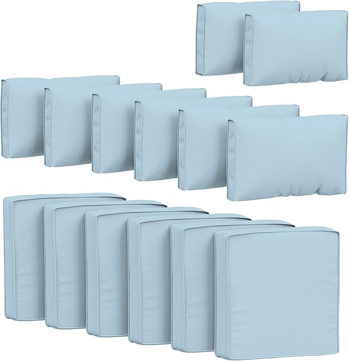 14 Pcs Outdoor Cushion Covers Patio Cushion Slipcovers Replacement Splash Proof with Zipper for Outdoor Furniture, Patio Sofa Couch 3 Sizes, Covers Only