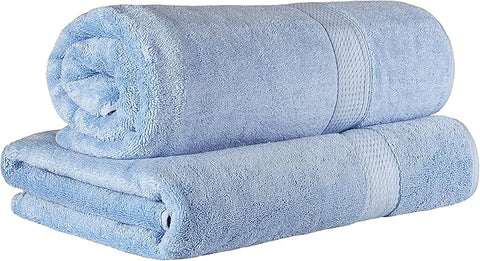 BLUENILEMILLS Premium Towel Collection, Egyptian Cotton Towels for Shower and Bathroom 2-Piece Bath Sheet Set, 34" x 68", Light Blue by Blue Nile Mills