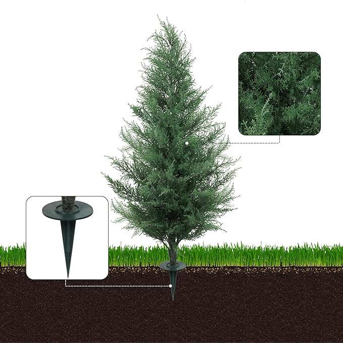 36" Artificial Cedar Topiary Tree for Outdoor,Lifelike UV Protected Front Door Decor, 3ft Faux Pine Shrubs Plants for Front Door Porch Home Office Decor (3FT)