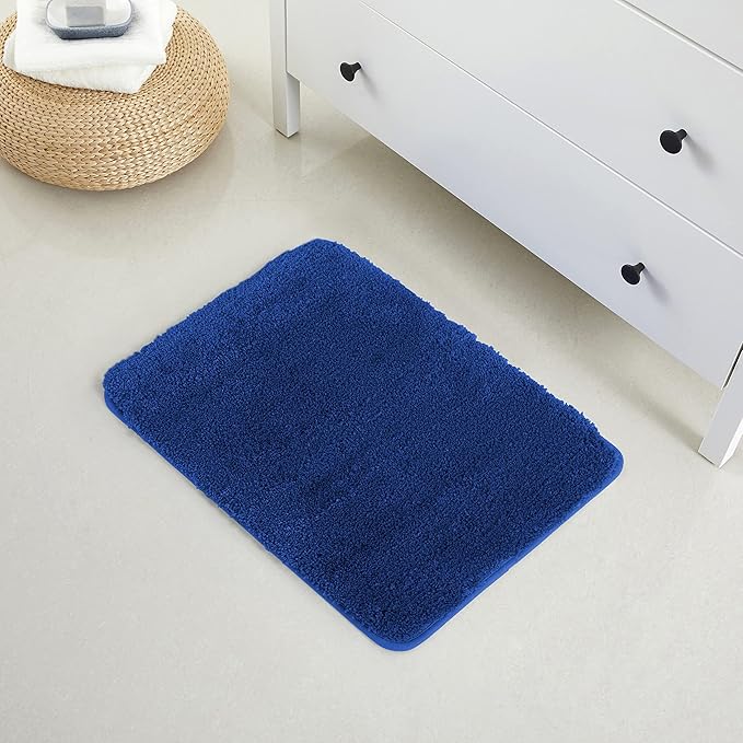 YHF Bathroom Rugs 17" X 24", Extra Thick & Soft Microfiber Shaggy, Machine Washable Bath Mats, Absorbent Bath Rugs, Non-Slip Rubber Backing Bath Mat for Bathroom Floor, Tub and Shower, Royal Blue