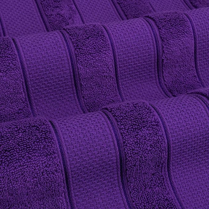 American Soft Linen Salem 100% Cotton Turkish 4 Piece Bath Towels for Bathroom, 600 GSM Soft Absorbent Quick Dry Bath Towel Set, Purple