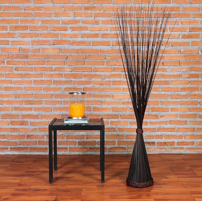 Leewadee Freestanding Decorative Grass Stems – Naturally Dried and Colored Branches, Dry Grass Bundle for Home and Bar Decoration, 47 inches, Black Brown