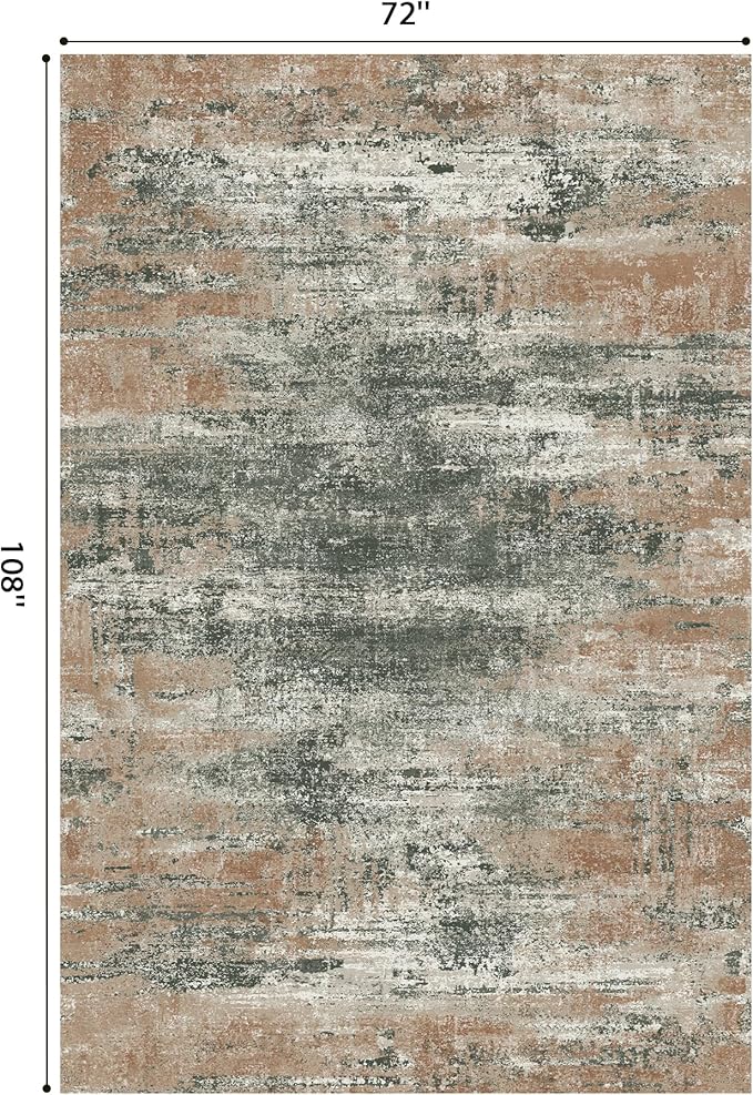 GENIMO 6x9 Area Rug-Washable, Lightweight Foldable Low Pile Carpet with Rubber Backing, Modern Pet Friendly Decorative Rug for Living Room, Bedroom, Playroom, Gray Mist