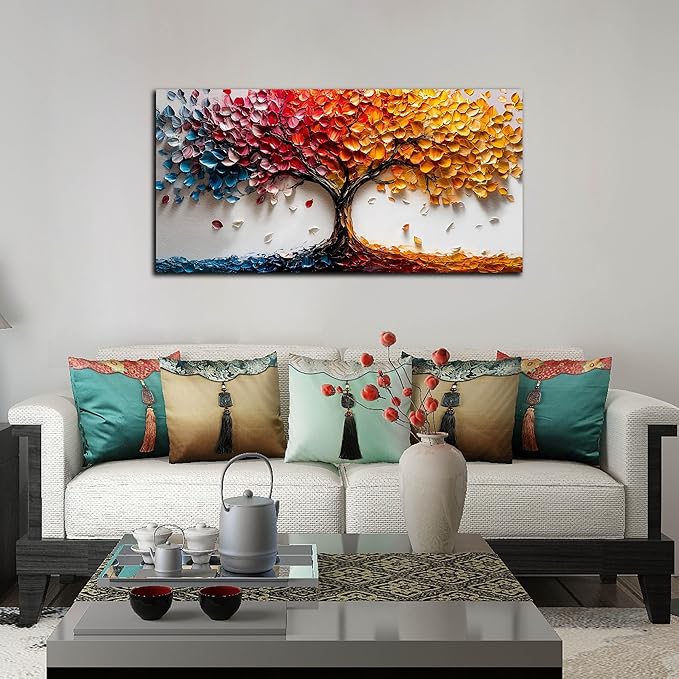 Trees Canvas Wall Art for Living Room - Colorful Tree Wall Art for Bedroom Teen Girls - Office Posters Wall Decor Size 20" x 40"