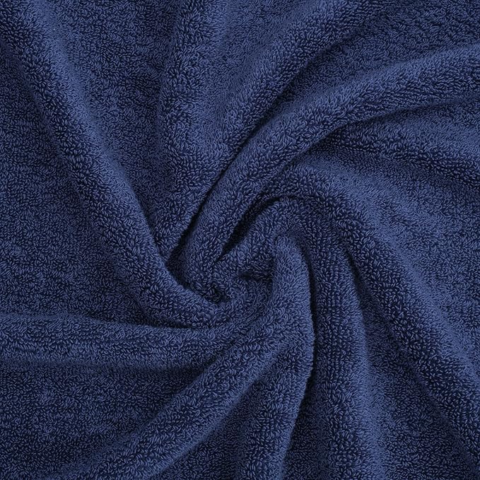 American Soft Linen Salem Washcloth Sets, 4 Piece Luxury 600 GSM 100% Cotton Washcloths for Bathroom, 13x13 inches Washrags Premium Quality Hand Face Towels, Navy Blue