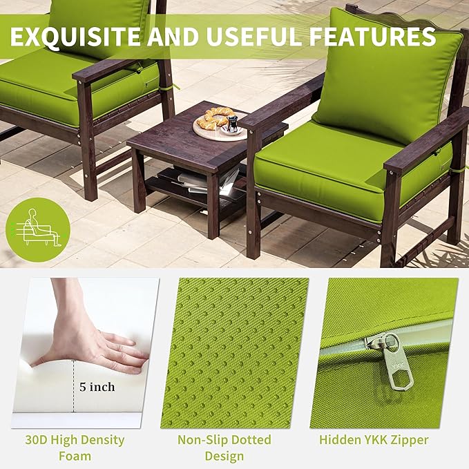Premium Outdoor Seat Cushion Chair Cushions for Patio Furniture 24 L X 24 W X 5 H Waterproof & Fade Resistant Deep Seat and Backrest Cushion Set with Removable Covers for Chair, Sofa