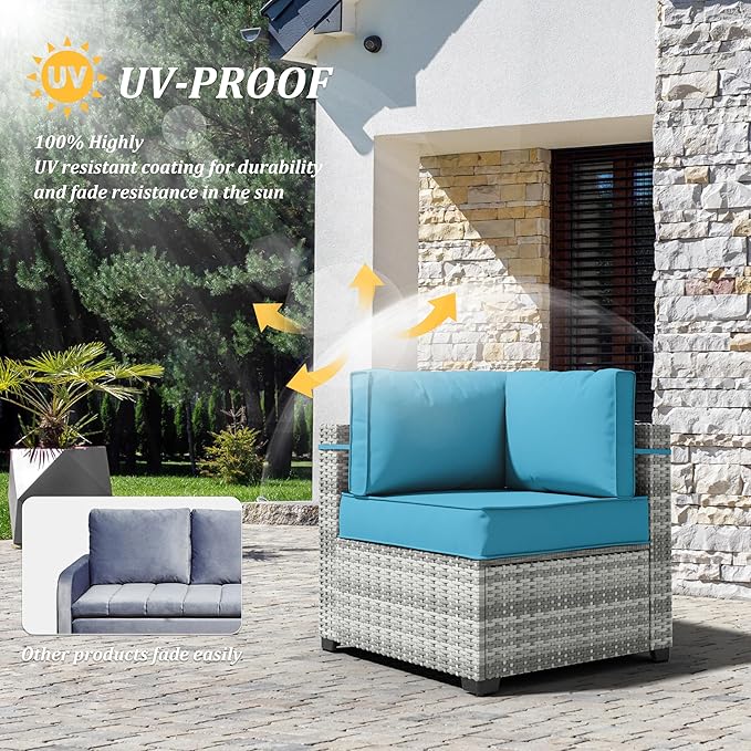 14 Pcs Outdoor Cushion Covers Patio Cushion Slipcovers Replacement Splash Proof with Zipper for Outdoor Furniture, Patio Sofa Couch 3 Sizes, Covers Only
