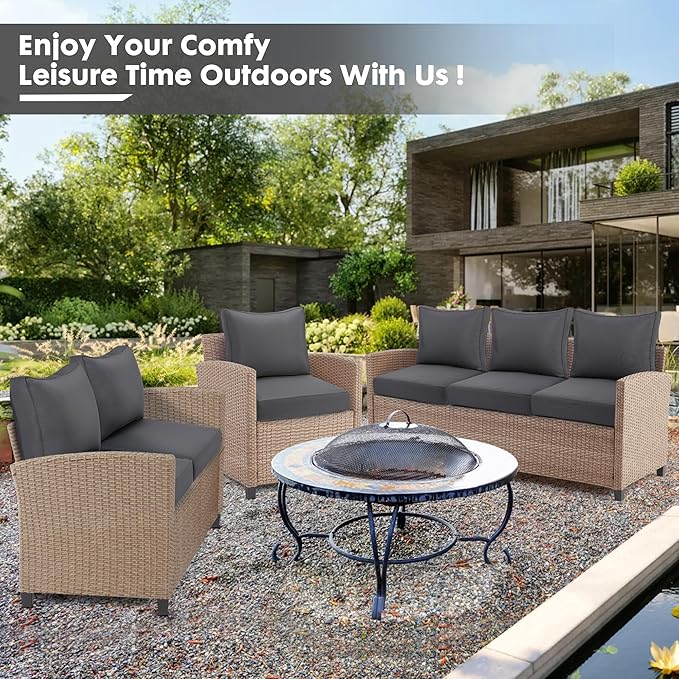 Outdoor Deep Seating Cushion Set, 24" x 24", Waterproof & Fade Resistant Patio Furniture Cushions with Handle, Deep Seat and Back Cushion for Chair and Sofa (3, Grey)